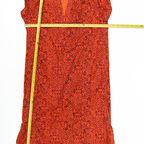 GAP Women’s Orange Cotton Shift Dress S Boho Geometric Pattern