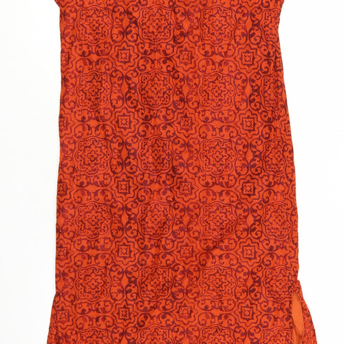GAP Women’s Orange Cotton Shift Dress S Boho Geometric Pattern
