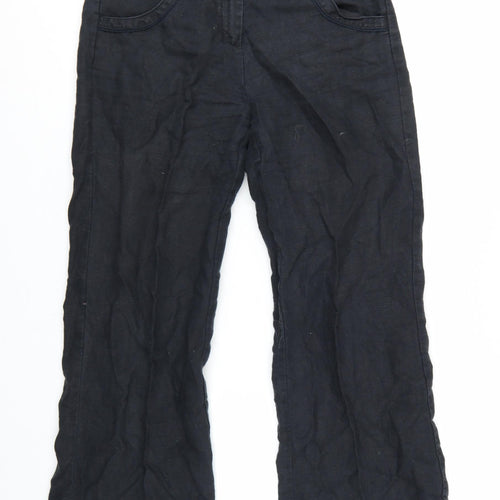 Monsoon Women's Black Linen Chino Trousers Size 10 Regular Fit