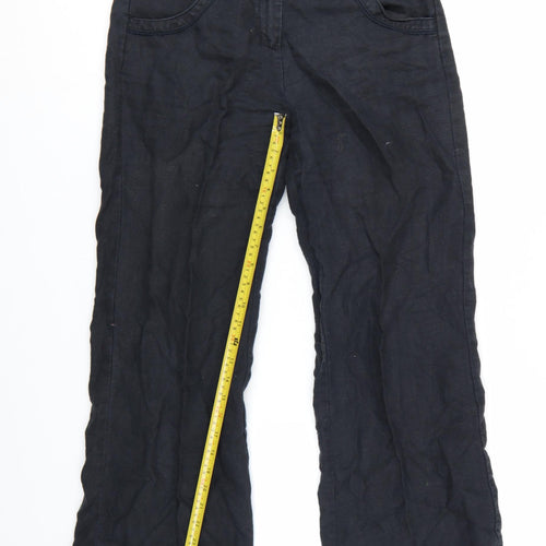 Monsoon Women's Black Linen Chino Trousers Size 10 Regular Fit