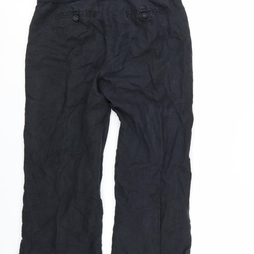 Monsoon Women's Black Linen Chino Trousers Size 10 Regular Fit