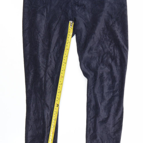 Marks and Spencer Women Midnight Blue Velvet Leggings Size 10 Short