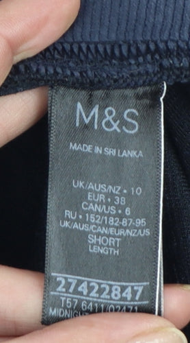 Marks and Spencer Women Midnight Blue Velvet Leggings Size 10 Short