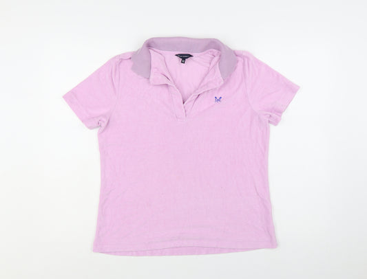 Crew Clothing Company Womens Pink Polo Shirt Size 12 Short Sleeve Cotton Blend