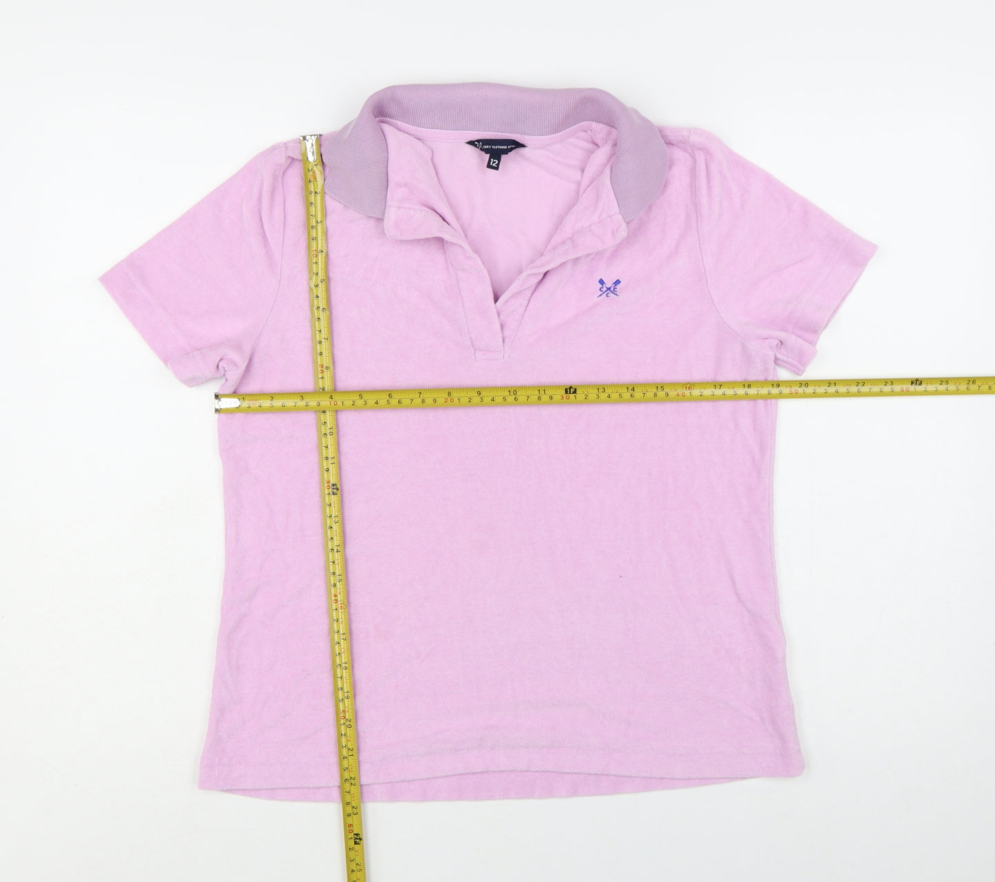 Crew Clothing Company Womens Pink Polo Shirt Size 12 Short Sleeve Cotton Blend