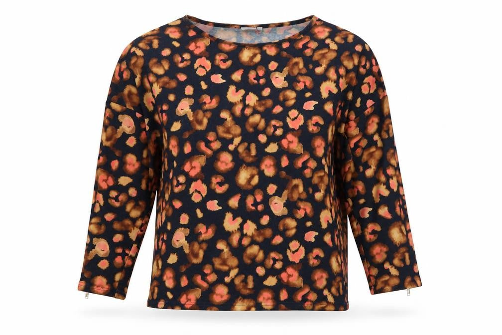 Front view of Sonder Studio Women’s Multicoloured Leopard Print Tunic Blouse UK10