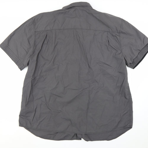 Man's World Men's Grey 4XL Short Sleeve Graphic Cotton Button-Up Shirt