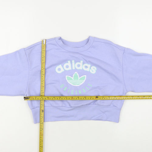 Adidas Girls Lilac Originals Cropped Sweatshirt 9-10 Years Crew Neck Logo