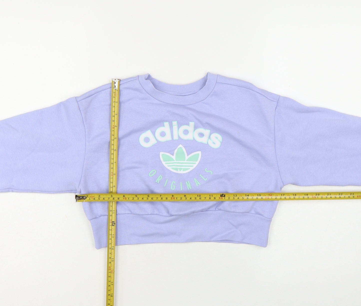 Adidas Girls Lilac Originals Cropped Sweatshirt 9-10 Years Crew Neck Logo