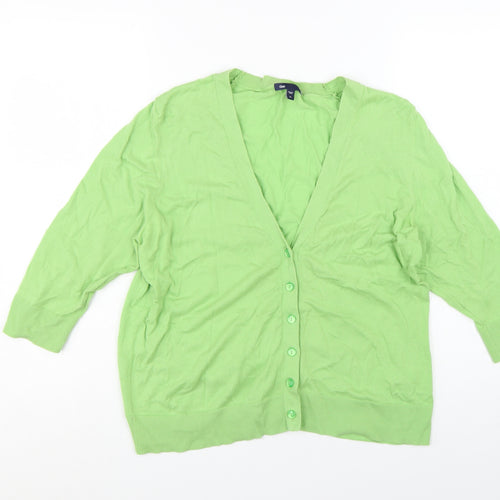 Gap Womens Green Cotton V-Neck Button Cardigan XL