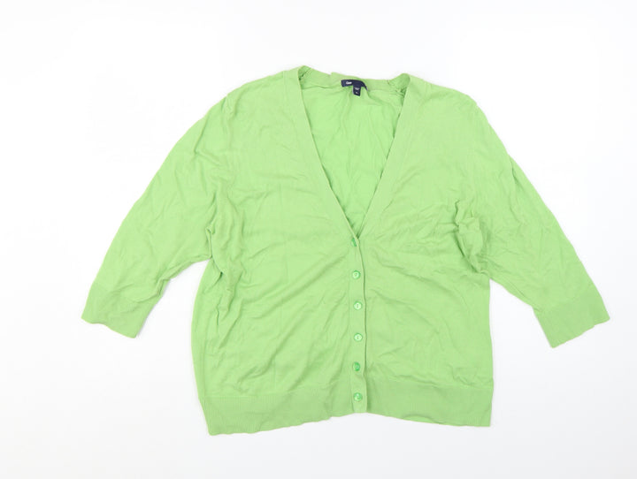 Gap Womens Green Cotton V-Neck Button Cardigan XL