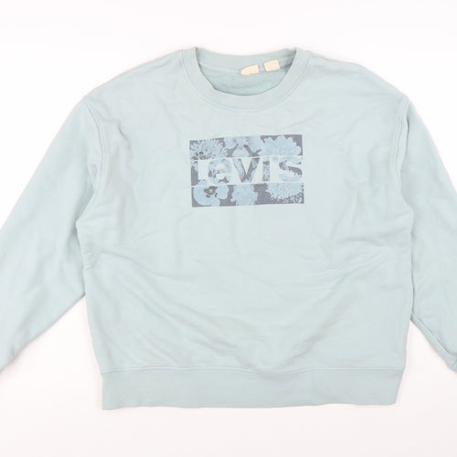 Levi's Women's Blue XL Pullover Sweatshirt with Floral Logo