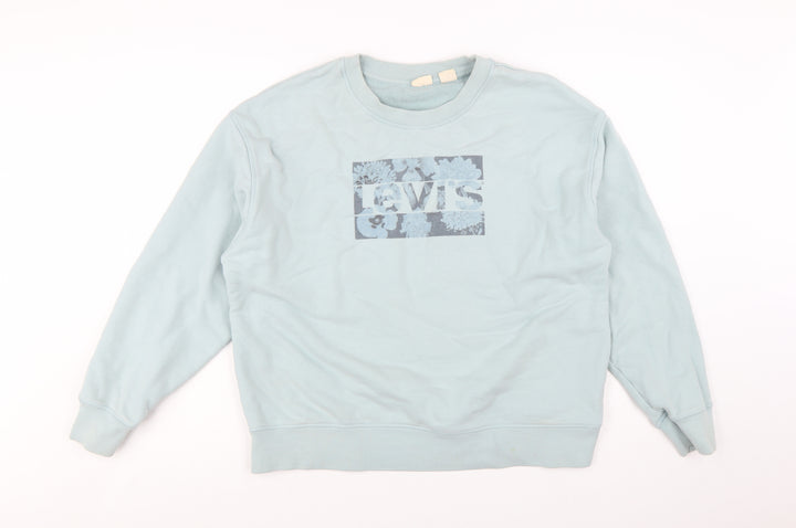 Levi's Women's Blue XL Pullover Sweatshirt with Floral Logo