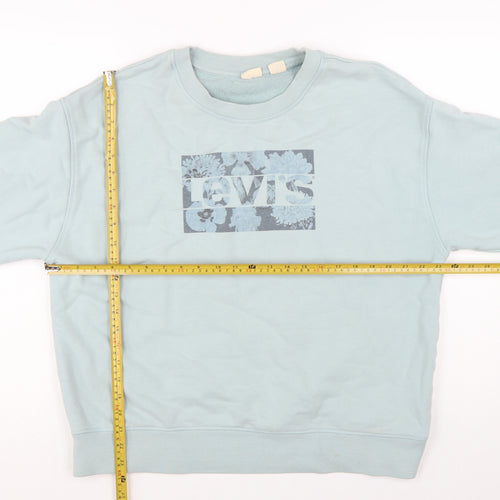 Levi's Women's Blue XL Pullover Sweatshirt with Floral Logo