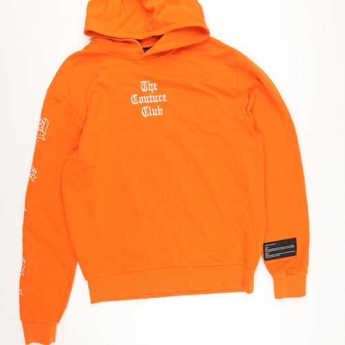 The Couture Club Men's Orange Hoodie L Pullover Graphic Streetwear