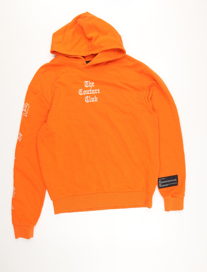 The Couture Club Men's Orange Hoodie L Pullover Graphic Streetwear