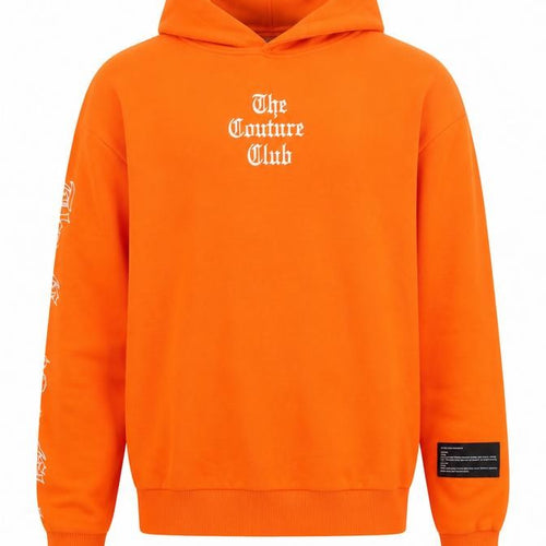 The Couture Club Men's Orange Hoodie L Pullover Graphic Streetwear