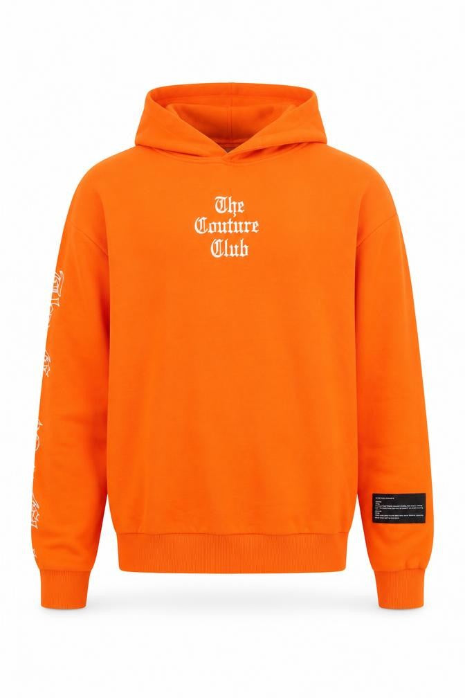 The Couture Club Men's Orange Hoodie L Pullover Graphic Streetwear