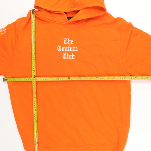 The Couture Club Men's Orange Hoodie L Pullover Graphic Streetwear