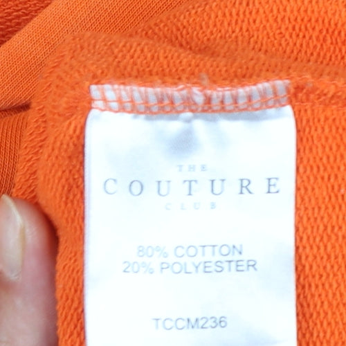 The Couture Club Men's Orange Hoodie L Pullover Graphic Streetwear