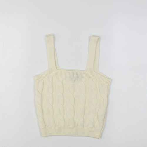 New Look Women's Ivory Cropped Knit Tank Top Size S