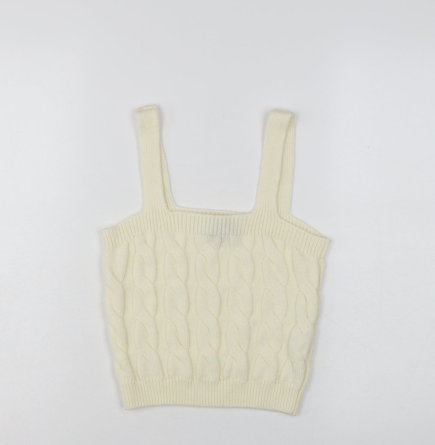 New Look Women's Ivory Cropped Knit Tank Top Size S