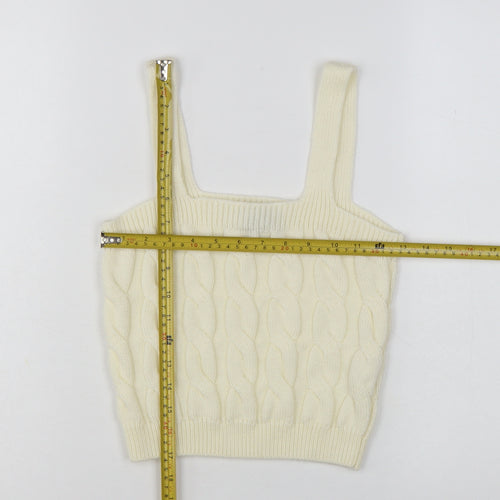 New Look Women's Ivory Cropped Knit Tank Top Size S