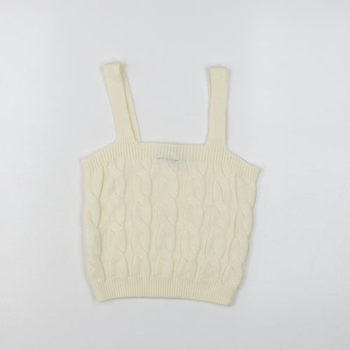 New Look Women's Ivory Cropped Knit Tank Top Size S