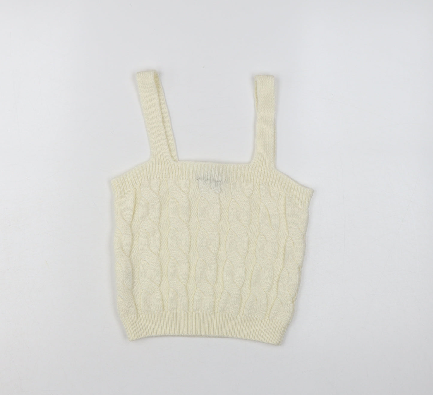 New Look Women's Ivory Cropped Knit Tank Top Size S