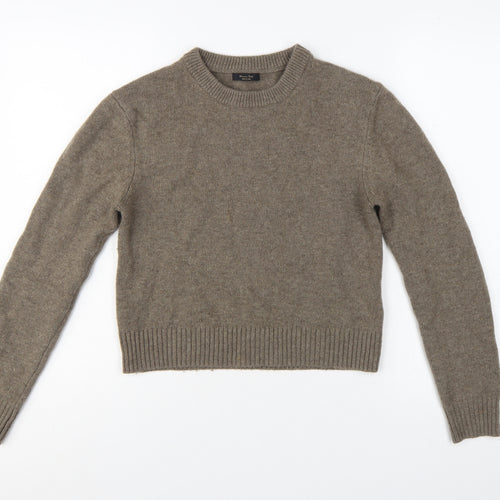 Massimo Dutti Womens Brown Wool Cashmere Crew Neck Jumper S