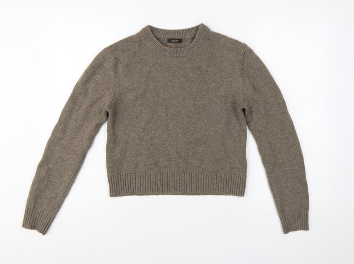 Massimo Dutti Womens Brown Wool Cashmere Crew Neck Jumper S