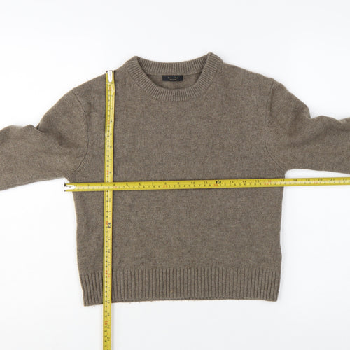 Massimo Dutti Womens Brown Wool Cashmere Crew Neck Jumper S