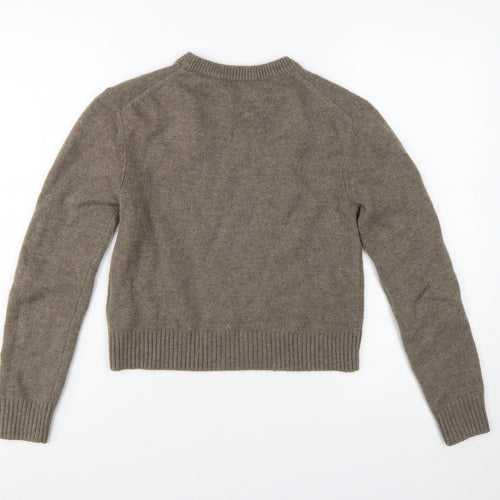 Massimo Dutti Womens Brown Wool Cashmere Crew Neck Jumper S