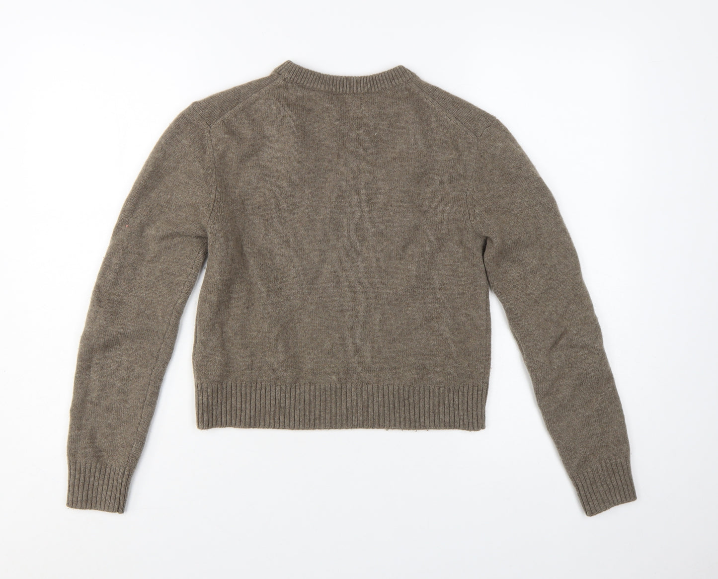 Massimo Dutti Womens Brown Wool Cashmere Crew Neck Jumper S