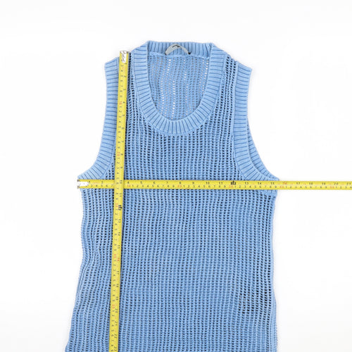 Represent Men's Blue Open-Knit Cotton Sleeveless Vest Jumper S