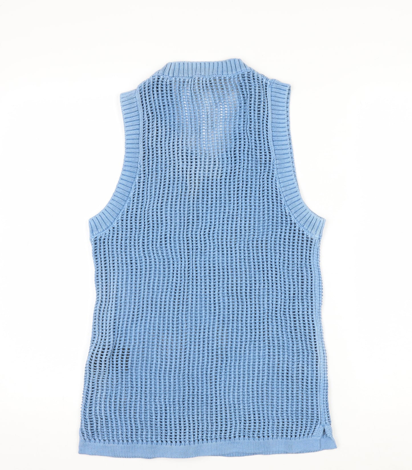 Represent Men's Blue Open-Knit Cotton Sleeveless Vest Jumper S