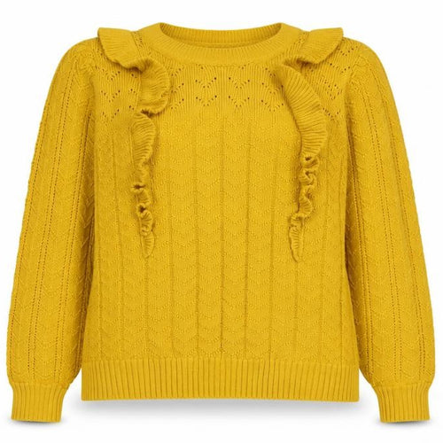 Marks and Spencer Women’s Yellow Ruffle Cable Knit Jumper Size 16