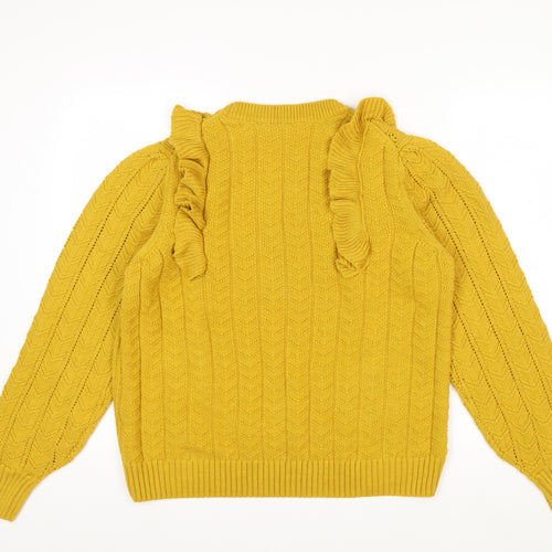 Marks and Spencer Women’s Yellow Ruffle Cable Knit Jumper Size 16