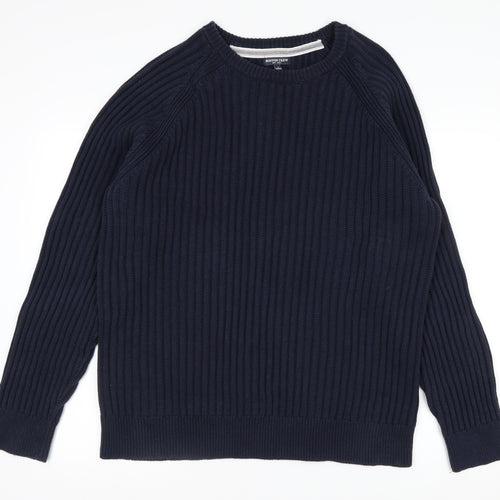 Boston Crew Men's Blue Cotton Chunky Knit Pullover Jumper L