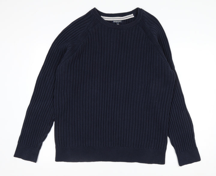 Boston Crew Men's Blue Cotton Chunky Knit Pullover Jumper L