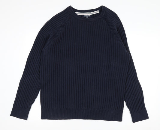 Boston Crew Men's Blue Cotton Chunky Knit Pullover Jumper L