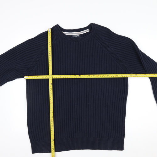 Boston Crew Men's Blue Cotton Chunky Knit Pullover Jumper L