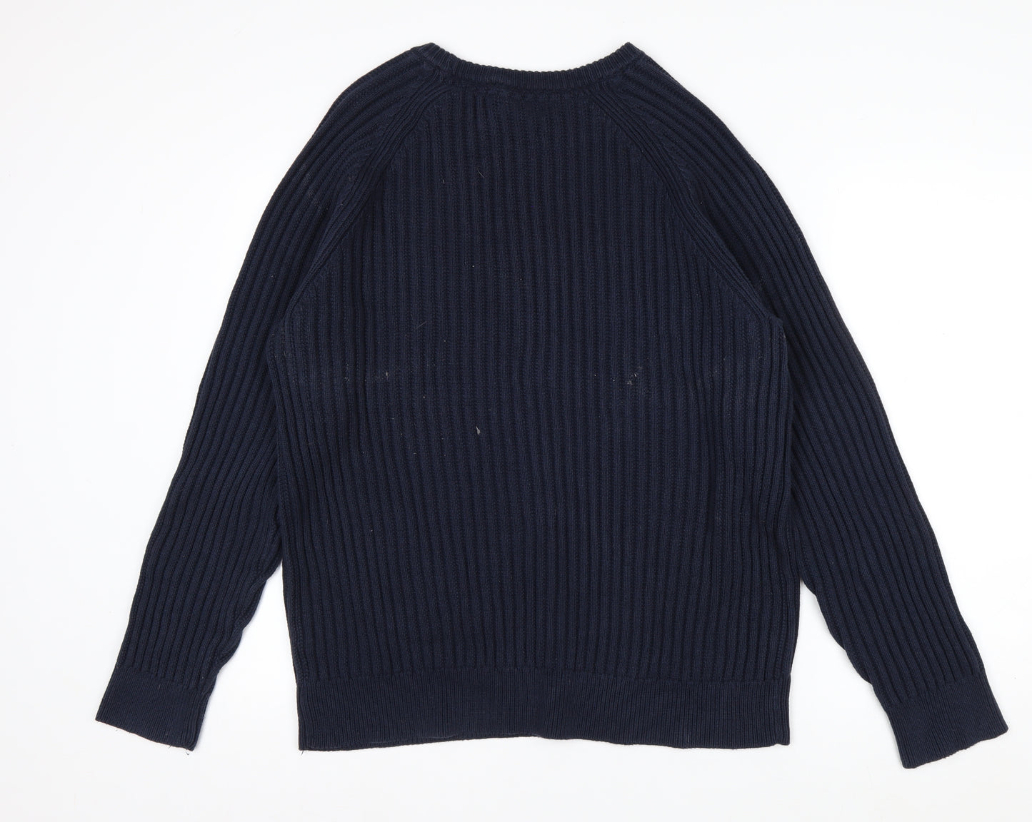 Boston Crew Men's Blue Cotton Chunky Knit Pullover Jumper L