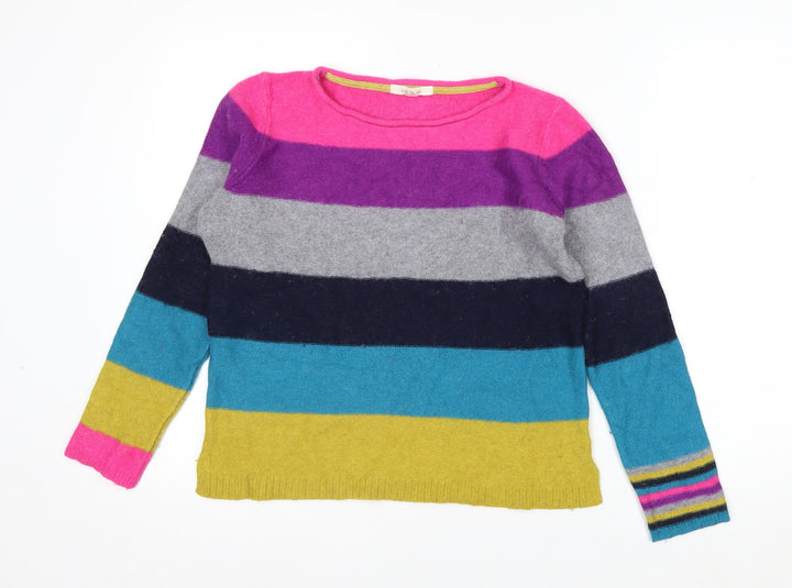 White Stuff Womens Multicoloured Wool Blend Striped Jumper UK 10