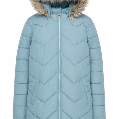Mountain Warehouse Blue Teens Long Puffer Coat Size 14 Hooded Water Resistant