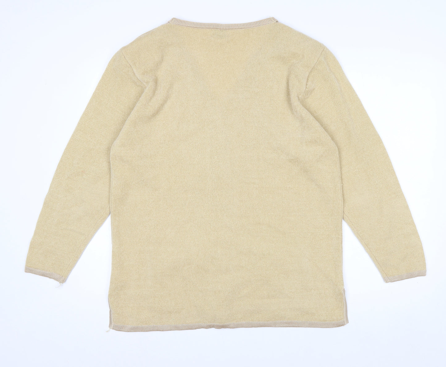 Roman Originals Women Beige Knit Long Sleeve V-Neck Cardigan M/L