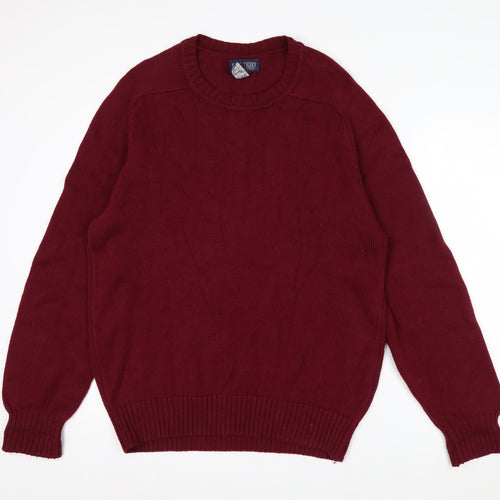 Lands' End Men's Red Cotton Crew Neck Pullover Jumper M