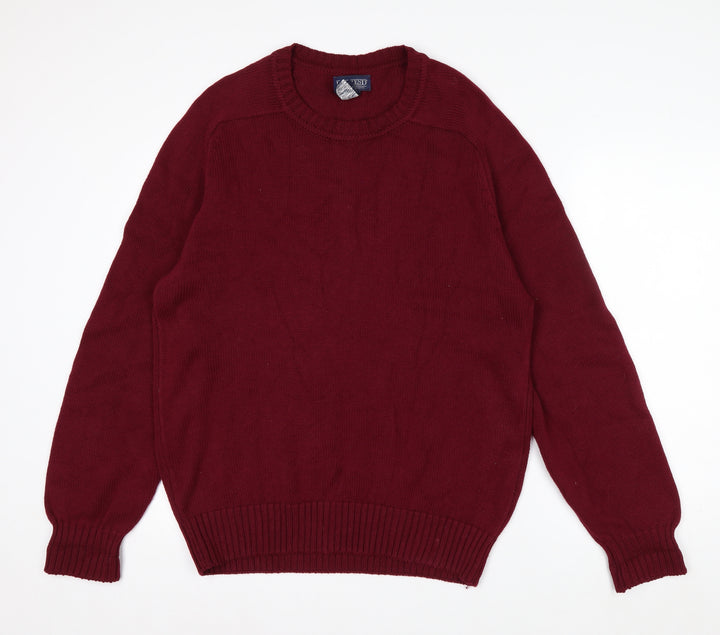 Lands' End Men's Red Cotton Crew Neck Pullover Jumper M