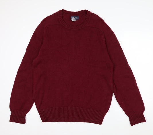 Lands' End Men's Red Cotton Crew Neck Pullover Jumper M