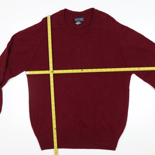 Lands' End Men's Red Cotton Crew Neck Pullover Jumper M